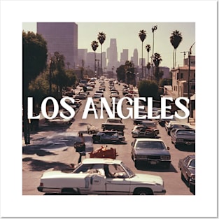 los angeles street retro car usa Posters and Art